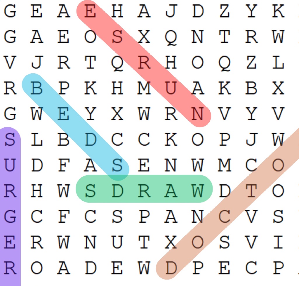 Example of word search challenge